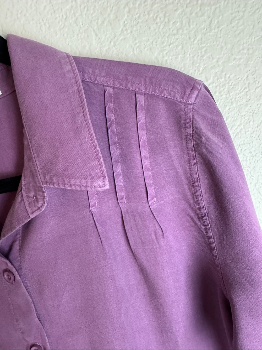 Cloth & Stone Purple Solid Woven Lyocell Pleated Button-Up Shirt Size M - Picture 4 of 13